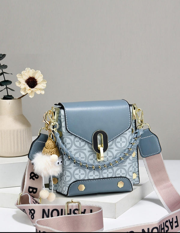 Fashionable Geometric Pattern Pu Leather Cross Body Bag