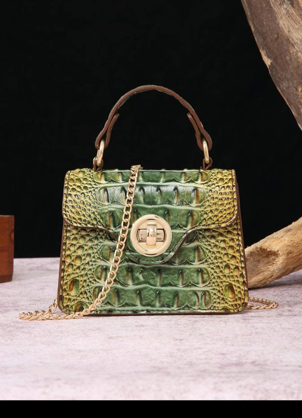 Women's Fashionable Crocodile Embossed Vintage Style