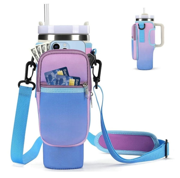 Water Bottle Bag with Adjustable Shoulder Strap Tumbler Cup Accessories, 40oz Tumbler Carrier