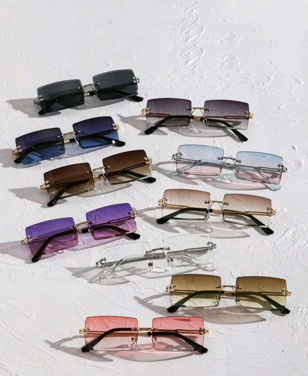 Unisex Rimless Gradient Square Sunglasses (Pair of 10)
