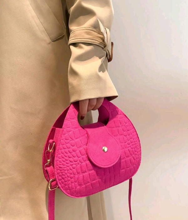 Womens Hot Pink Textured Mini Handbag – Bold, Chic & Contemporary