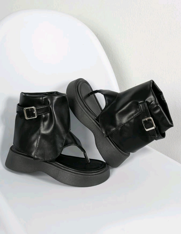 Shoes Thick Bottom Zip Platform Wedge Fashion Outdoor Up Women Sandals Ladies Shoes Ballerina, black,