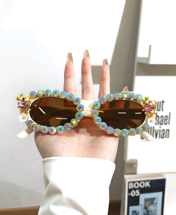 Boho Style Rhinestone Decorated Sunglasses.