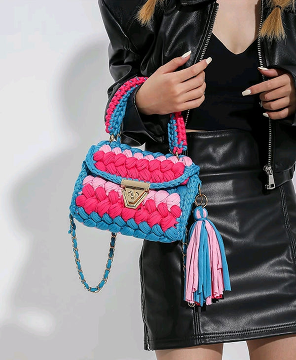 Women's Colorblock Crochet Bag – Stylish & Handcrafted Elegance